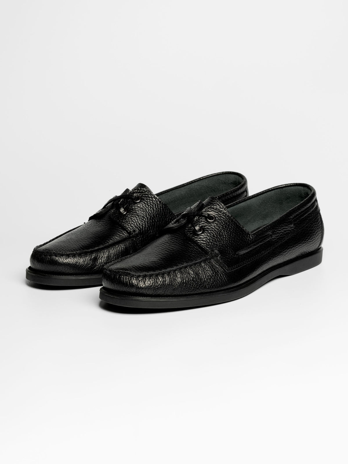 The Boat Shoe - Black Grain – Aveltero men's footwear