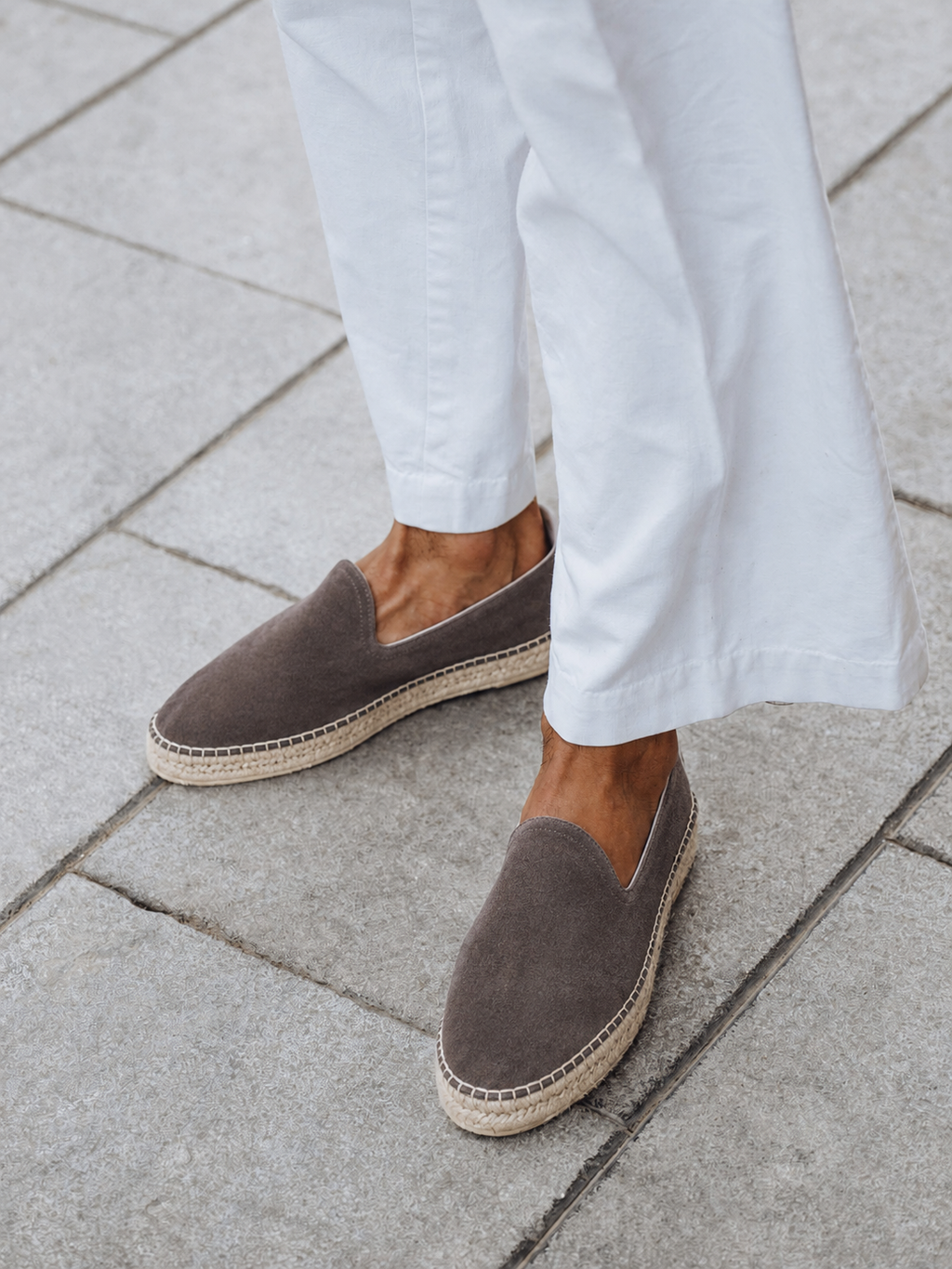 The Espadrille - Light Grey Suede – Aveltero men's footwear