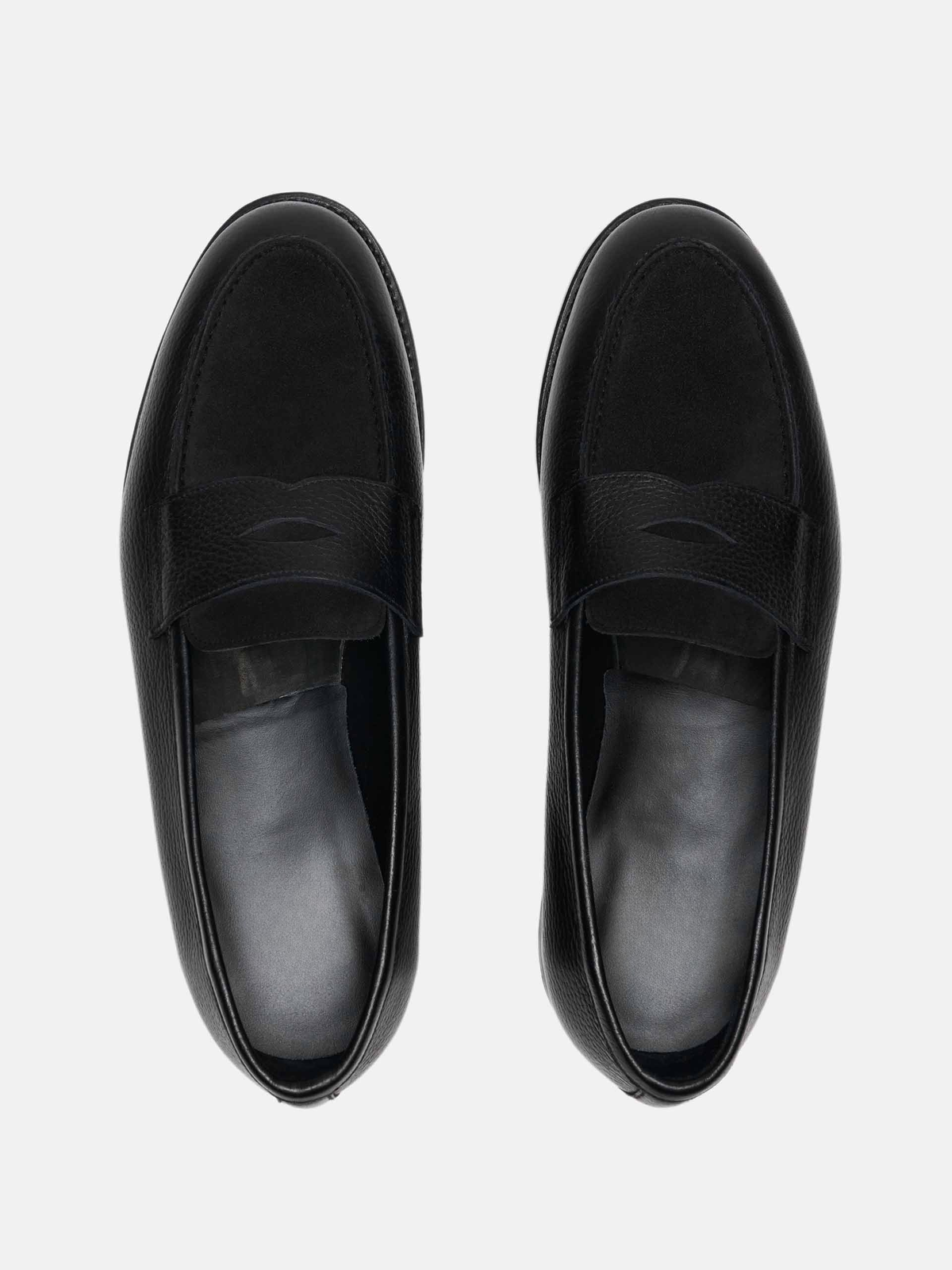 The Penny Loafer - Black Grain & Black Suede – Aveltero men's footwear