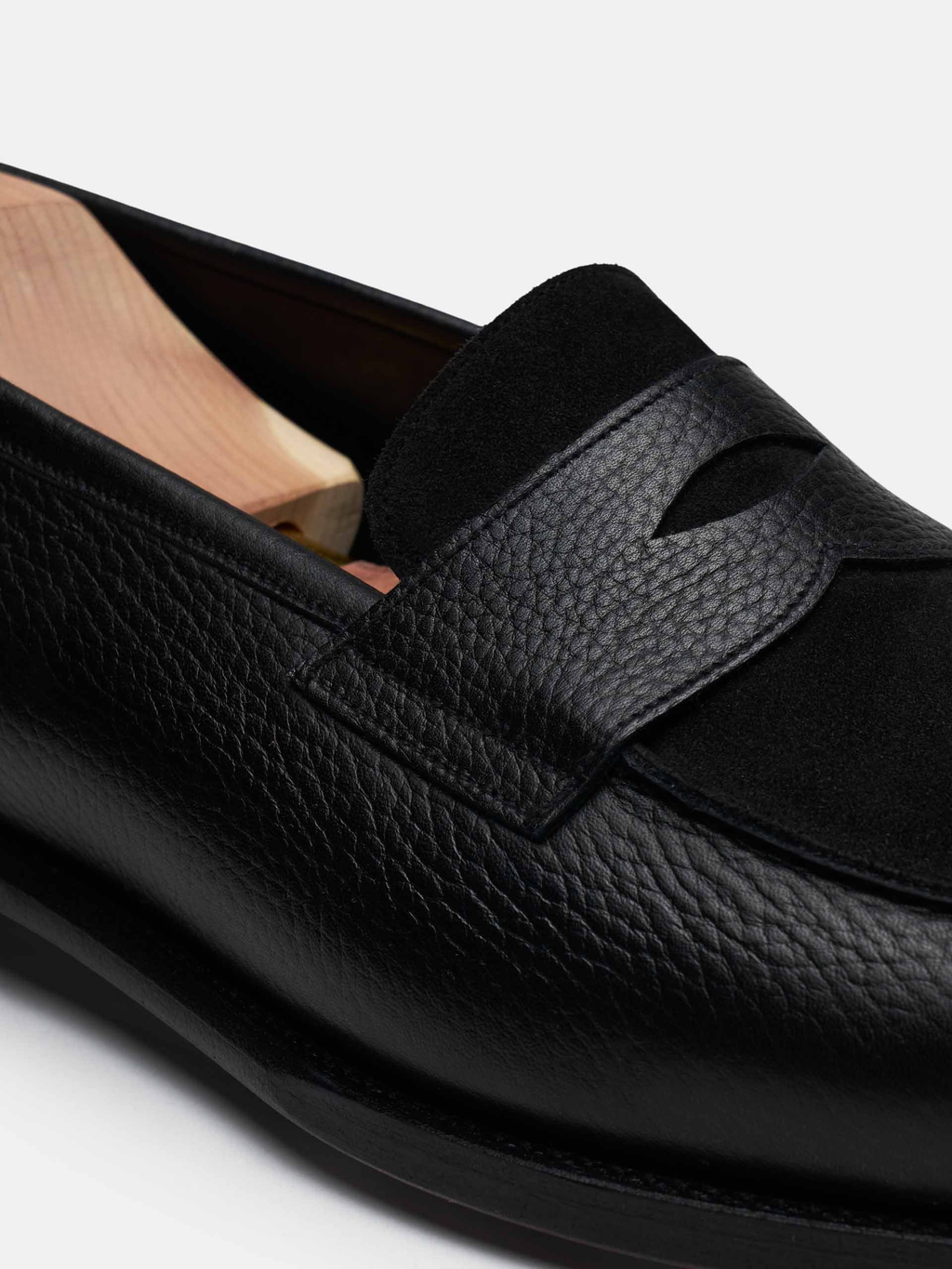 The Penny Loafer - Black Grain & Black Suede – Aveltero men's footwear