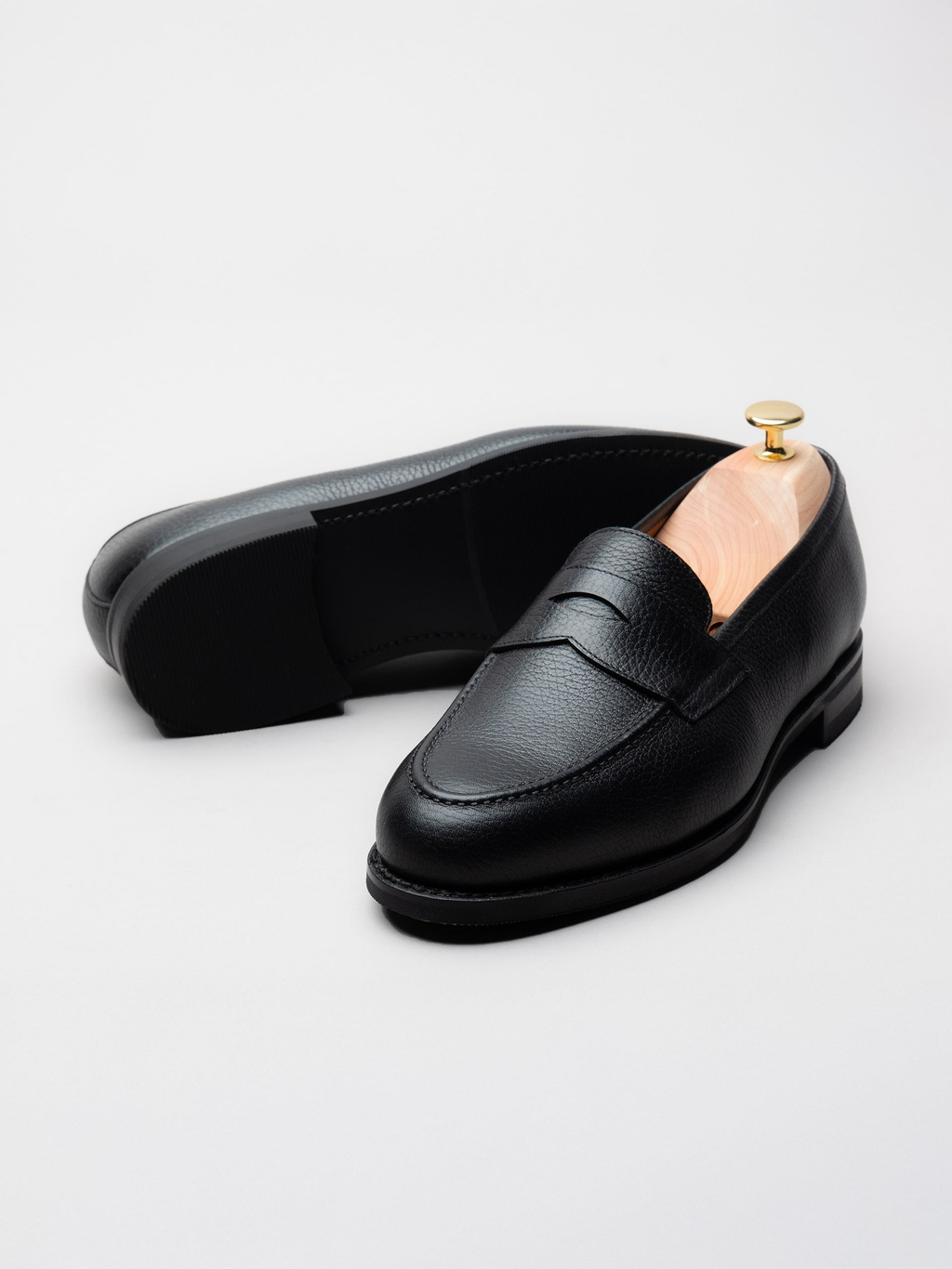 The Penny Loafer - Black Grain – Aveltero men's footwear