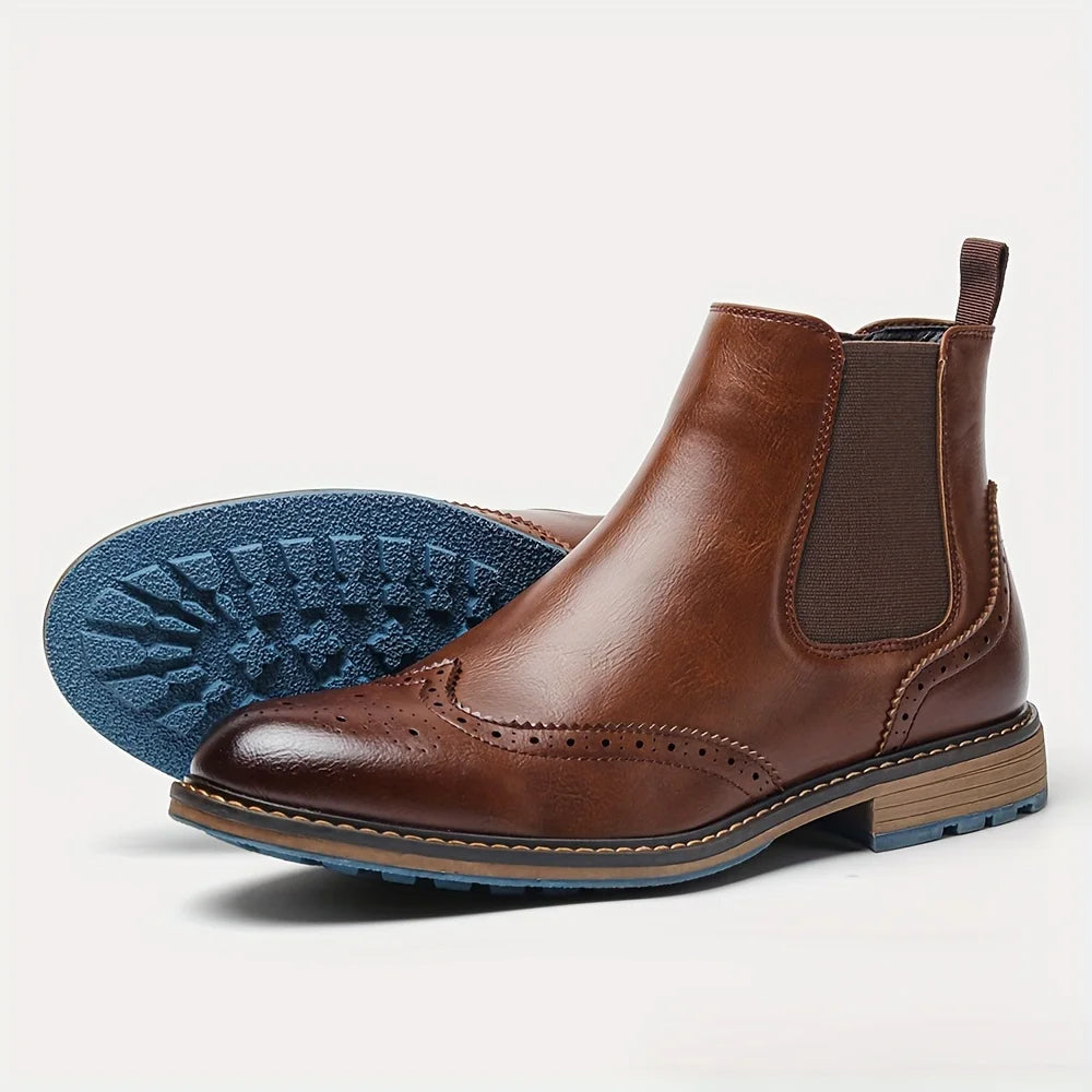 The Winslow — Cognac Brogue Chelsea Boot