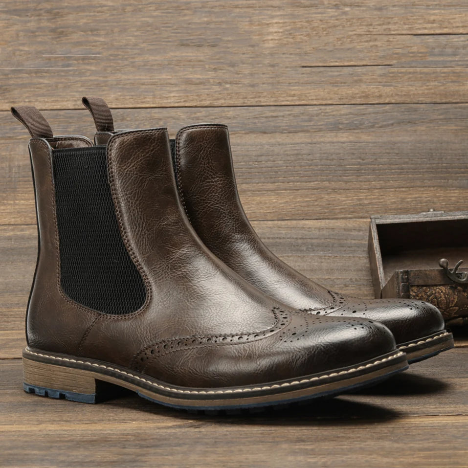 The Ashcombe — Espresso Brogue Chelsea Boot
